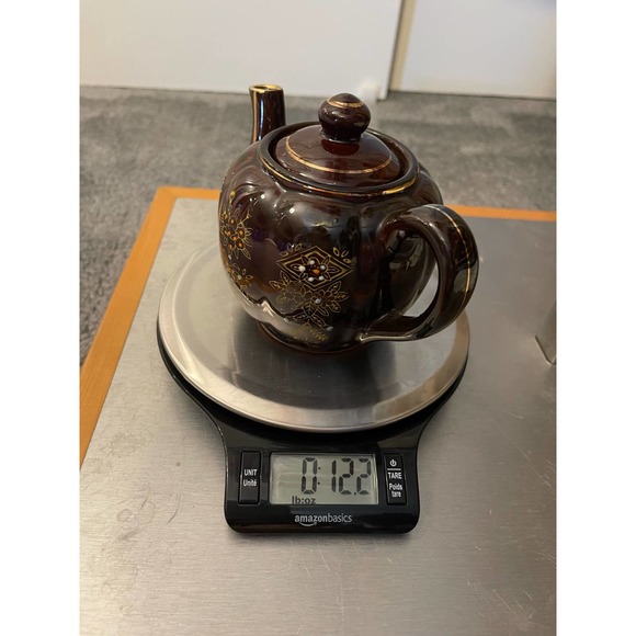 Vintage Moriage Redware Brown Betty Teapot w/ Lid Hand Painted Gold Trim Japan* - Picture 12 of 16